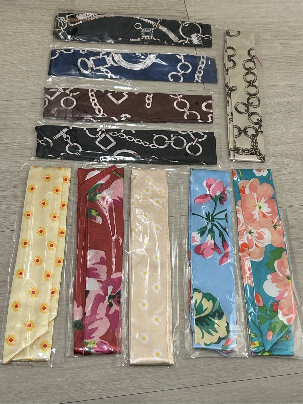 Purse Satin Scarf Set of 10 #12—Various Patterns and Colors